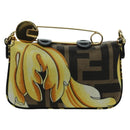 FENDI × VERSACE FENDACE Mamma Baguette Pouch Nylon Black Gold Tone Auth 166998SM-2