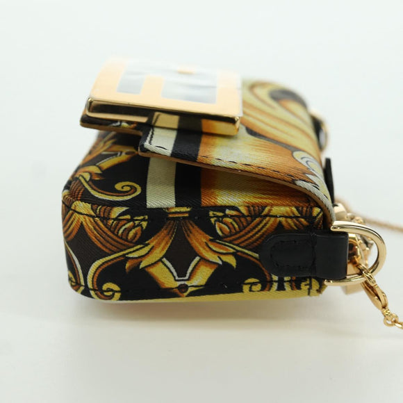 FENDI × VERSACE FENDACE Mamma Baguette Pouch Nylon Black Gold Tone Auth 166998SM