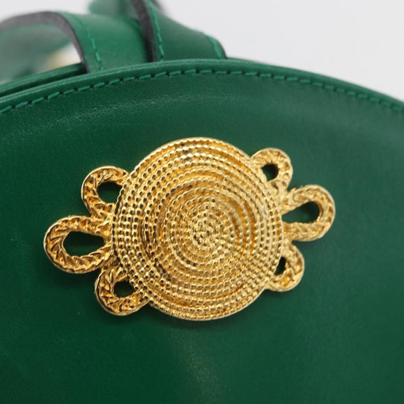 Salvatore Ferragamo Shoulder Bag Leather Green Gold Auth 167004A