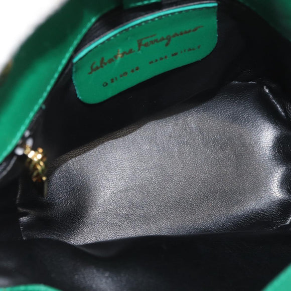 Salvatore Ferragamo Shoulder Bag Leather Green Gold Auth 167004A