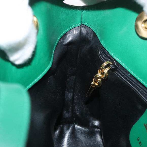 Salvatore Ferragamo Shoulder Bag Leather Green Gold Auth 167004A