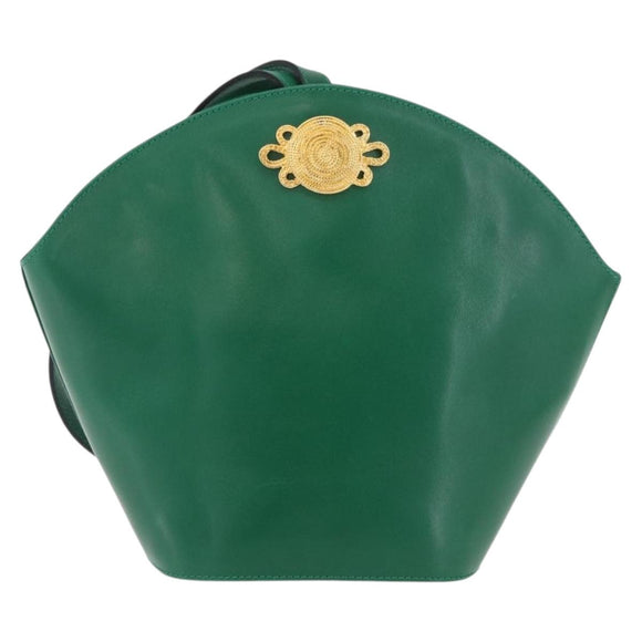 Salvatore Ferragamo Shoulder Bag Leather Green Gold Auth 167004A
