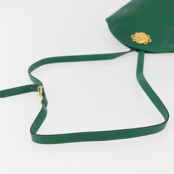 Salvatore Ferragamo Shoulder Bag Leather Green Gold Auth 167004A