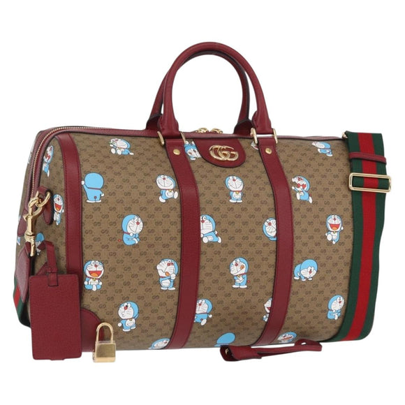 GUCCI Micro GG Supreme GUCCI × Doraemon Bag PVC 2way Beige 647815 Auth 167008SM