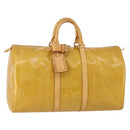 LOUIS VUITTON Monogram Vernis Mercer Boston Bag Beige M91000 LV Auth 167011A-1