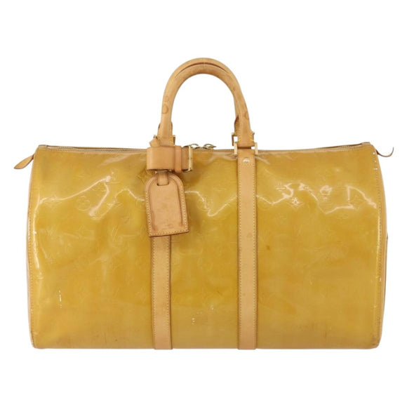 LOUIS VUITTON Monogram Vernis Mercer Boston Bag Beige M91000 LV Auth 167011A