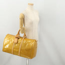 LOUIS VUITTON Monogram Vernis Mercer Boston Bag Beige M91000 LV Auth 167011A-25