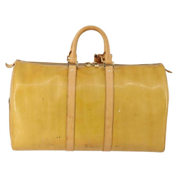 LOUIS VUITTON Monogram Vernis Mercer Boston Bag Beige M91000 LV Auth 167011A