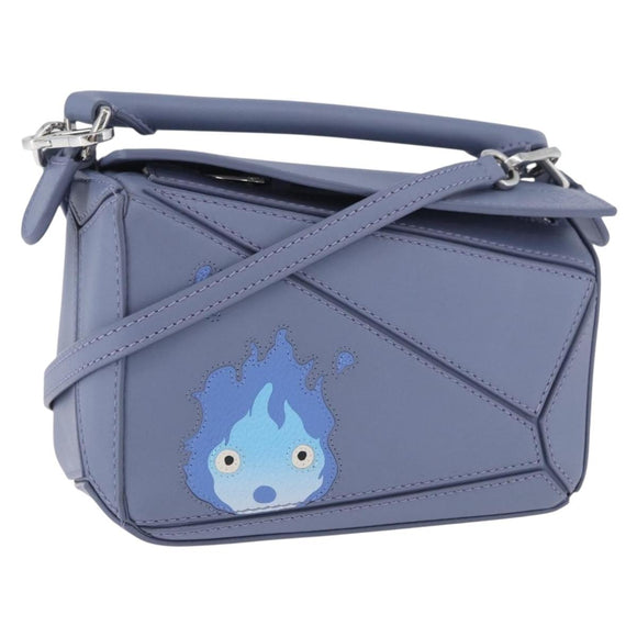 LOEWE Ghibli Mini Puzzle Bag Studio Ghibli Calcifer Leather Blue Auth 167017SM