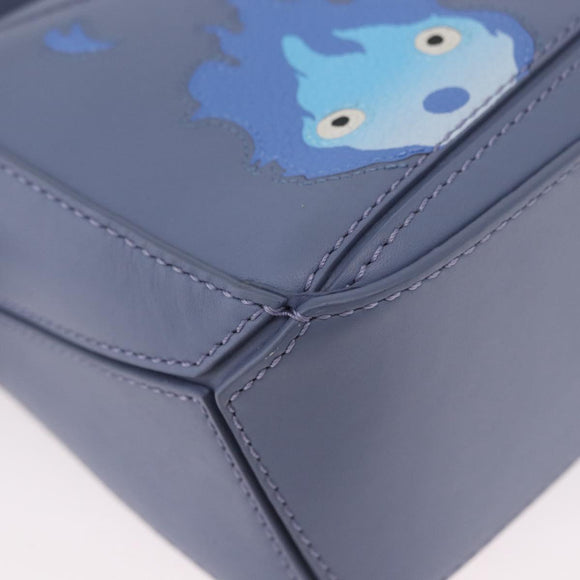 LOEWE Ghibli Mini Puzzle Bag Studio Ghibli Calcifer Leather Blue Auth 167017SM