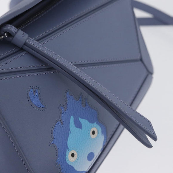 LOEWE Ghibli Mini Puzzle Bag Studio Ghibli Calcifer Leather Blue Auth 167017SM