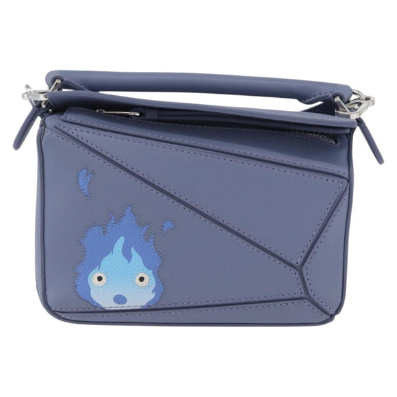 LOEWE Ghibli Mini Puzzle Bag Studio Ghibli Calcifer Leather Blue Auth 167017SM