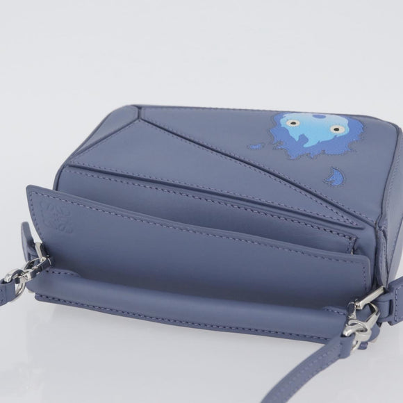 LOEWE Ghibli Mini Puzzle Bag Studio Ghibli Calcifer Leather Blue Auth 167017SM