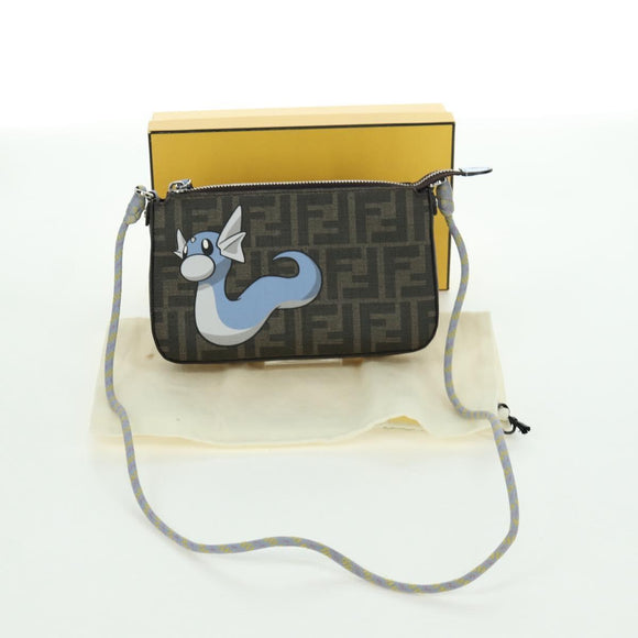 FENDI Zucca Canvas Miniryu FENDI x FRGMT x POKÉMON Bag Black Brown Auth 167070SM