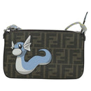 FENDI Zucca Canvas Miniryu FENDI x FRGMT x POKÉMON Bag Black Brown Auth 167070SM-13