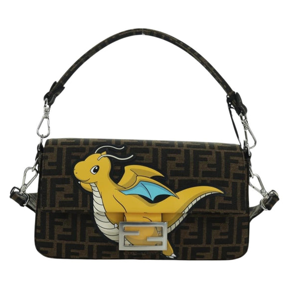 FENDI Zucca Canvas Dragonfly FRGMT POKÉMON Mamma Baguette Black Auth 167082SM