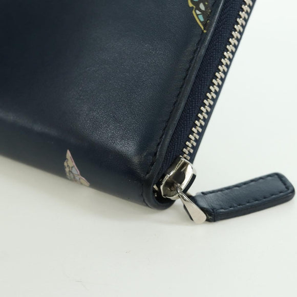 BVLGARI x JoJo's Bizarre Adventure Keeler Queen Wallet Navy Auth 167095SM