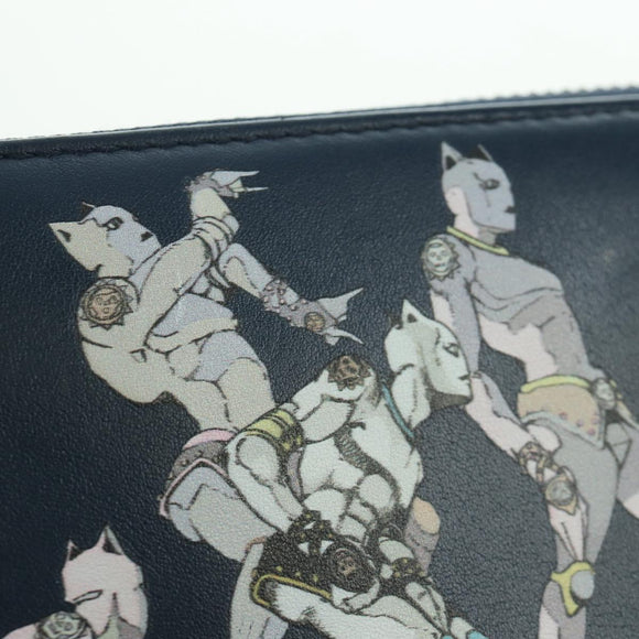 BVLGARI x JoJo's Bizarre Adventure Keeler Queen Wallet Navy Auth 167095SM