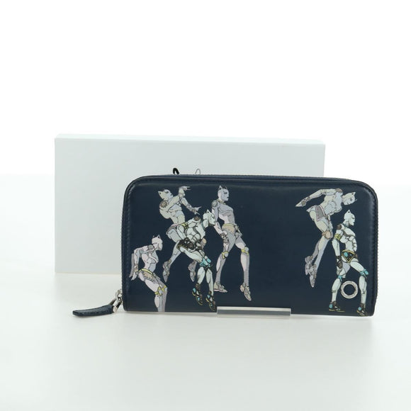 BVLGARI x JoJo's Bizarre Adventure Keeler Queen Wallet Navy Auth 167095SM