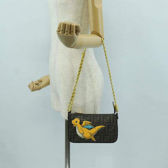 FENDI x FRGMT x POKÉMON Zucca Canvas Dragonfly Bag Black Brown Auth 167097SM