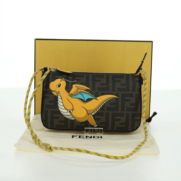 FENDI x FRGMT x POKÉMON Zucca Canvas Dragonfly Bag Black Brown Auth 167097SM