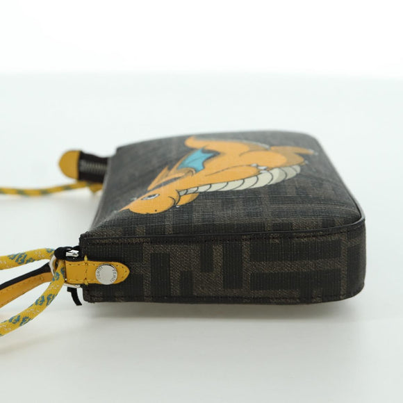 FENDI x FRGMT x POKÉMON Zucca Canvas Dragonfly Bag Black Brown Auth 167097SM