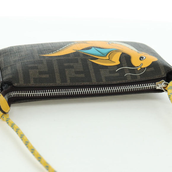 FENDI x FRGMT x POKÉMON Zucca Canvas Dragonfly Bag Black Brown Auth 167097SM