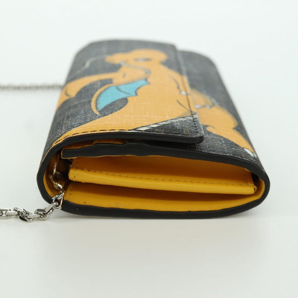 FENDI xFRGMTxPOKÉMON Zucca Canvas Chain Wallet Dragon Bag Black Auth 167109SM