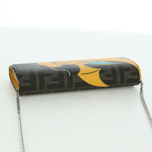 FENDI xFRGMTxPOKÉMON Zucca Canvas Chain Wallet Dragon Bag Black Auth 167109SM
