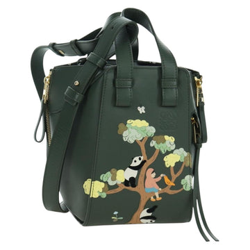 LOEWE Compact Hammock Hand Bag Leather 2way Green Gold Auth 167114SM