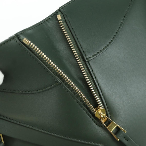 LOEWE Compact Hammock Hand Bag Leather 2way Green Gold Auth 167114SM