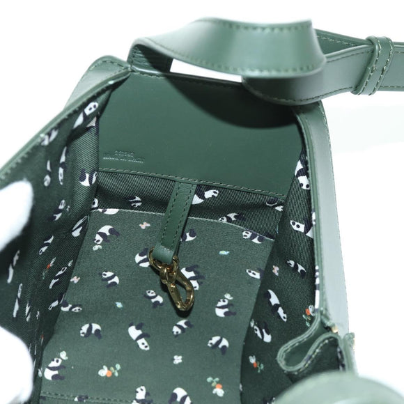 LOEWE Compact Hammock Hand Bag Leather 2way Green Gold Auth 167114SM