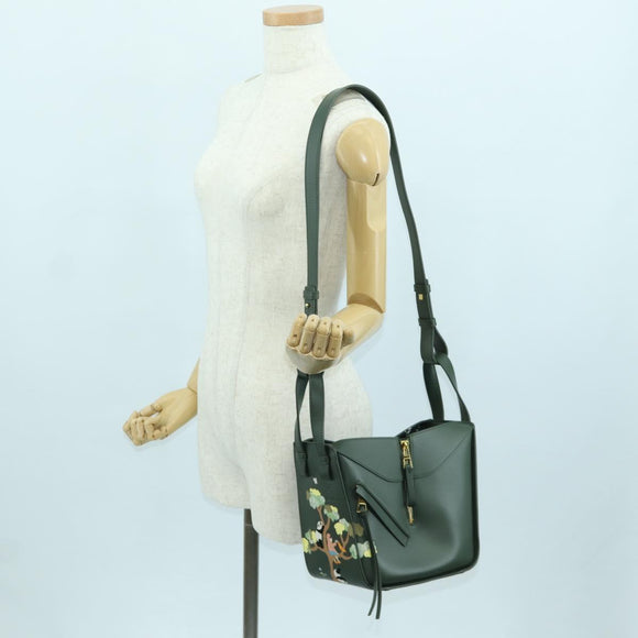 LOEWE Compact Hammock Hand Bag Leather 2way Green Gold Auth 167114SM