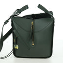 LOEWE Compact Hammock Hand Bag Leather 2way Green Gold Auth 167114SM-3