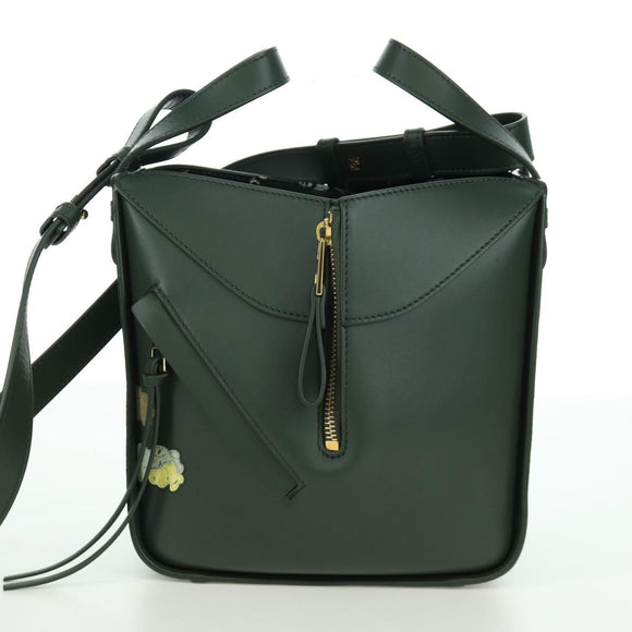 LOEWE Compact Hammock Hand Bag Leather 2way Green Gold Auth 167114SM