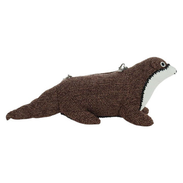 LOEWE Otter Bag Shoulder Bag Leather Brown Silver Auth 167121SM - 0