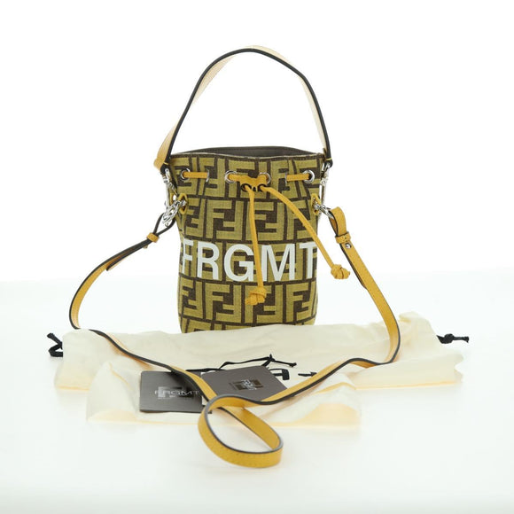 FENDI x FRGMT x POKÉMON Zucca Canvas Shoulder Bag 2way Yellow Auth 167139SM