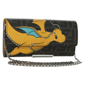 FENDI x FRGMT x POKÉMON Zucca Canvas Chain Wallet Dragon Bag Black Auth 167149SM