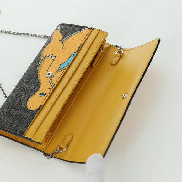 FENDI x FRGMT x POKÉMON Zucca Canvas Chain Wallet Dragon Bag Black Auth 167149SM