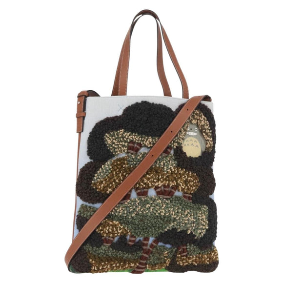LOEWE × Studio Ghibli My Neighbor Totoro Bag 2way Brown Silver Auth 167153SM
