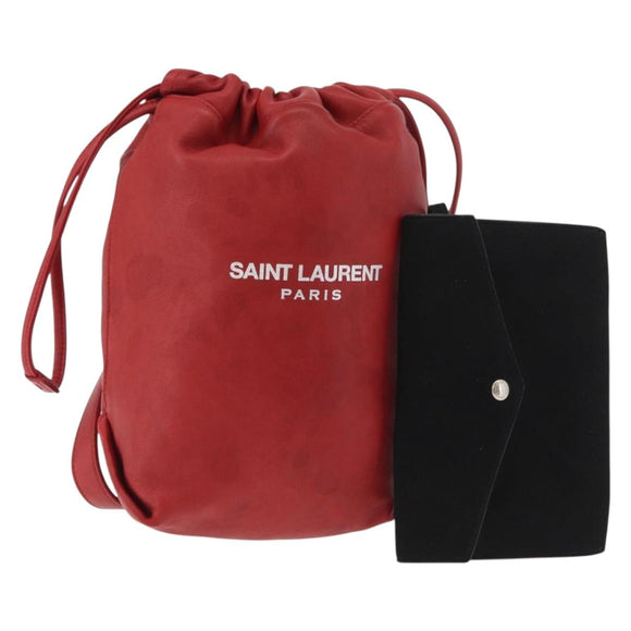 SAINT LAURENT Teddy Kleine Schoudertas Leer Rood Zilver Origineel 167159A