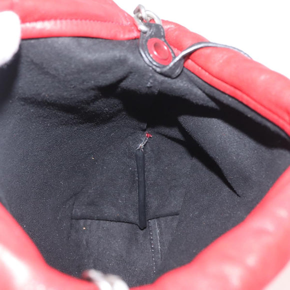 SAINT LAURENT Teddy Kleine Schoudertas Leer Rood Zilver Origineel 167159A