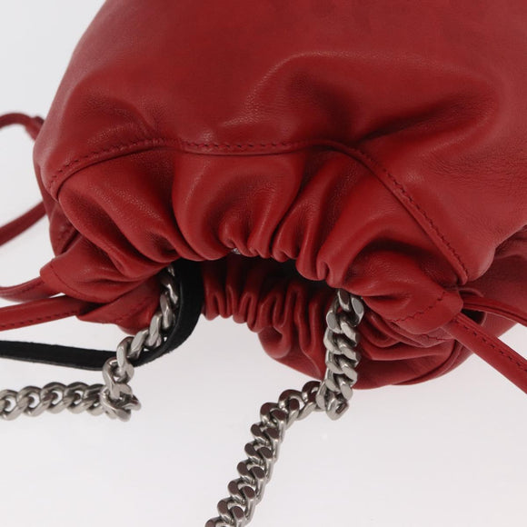 SAINT LAURENT Teddy Kleine Schoudertas Leer Rood Zilver Origineel 167159A