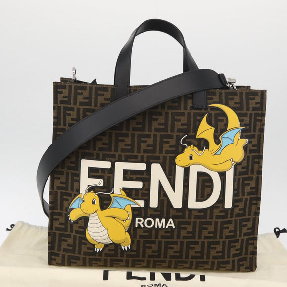 FENDI x FRGMT x POKÉMON Zucca Canvas Dragonfly Bag 2way Black Auth 167165SAM