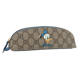 GUCCI x Disney GG Supreme Donald Pen Case PVC Beige Gold 662129 Auth 167168SM