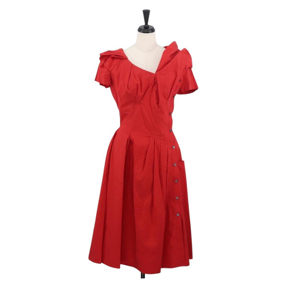 LOUIS VUITTON One Piece Cotton Red LV Auth 167171A