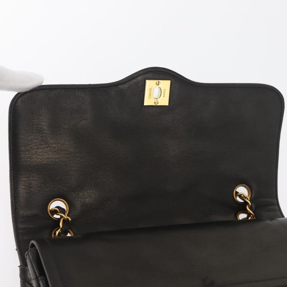 CHANEL Matelasse Bag Lamb Skin Paris limited model Black CC Auth 167175SM