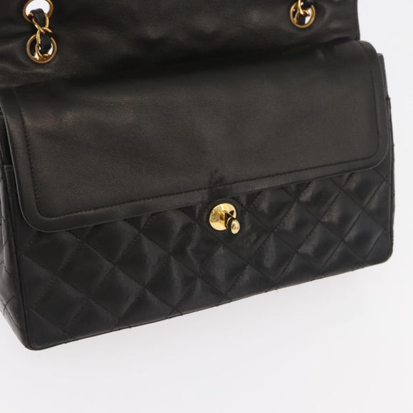CHANEL Matelasse Bag Lamb Skin Paris limited model Black CC Auth 167175SM