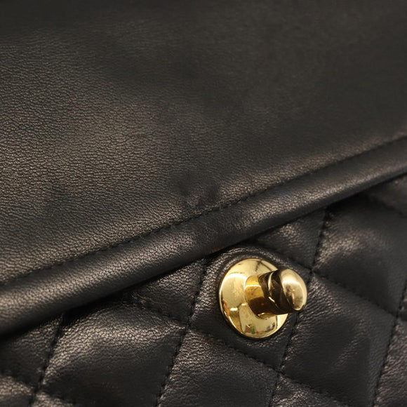 CHANEL Matelasse Bag Lamb Skin Paris limited model Black CC Auth 167175SM