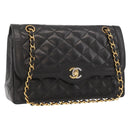 CHANEL Matelasse Bag Lamb Skin Paris limited model Black CC Auth 167175SM-1